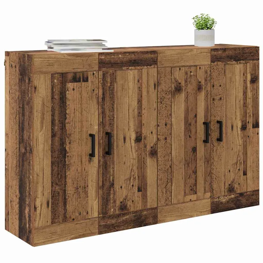 Meuble mural Montage mural 2 pcs Bois ancien 69,5 x 34 x 90 cm - 3