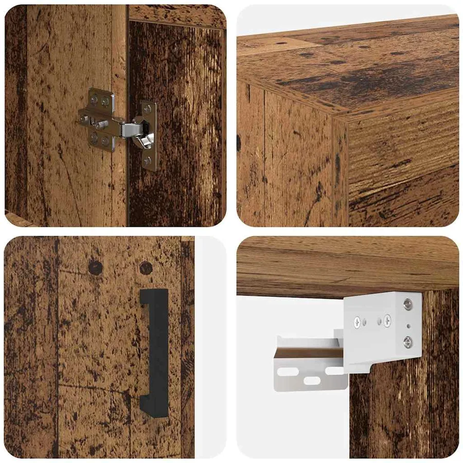 Meuble mural Montage mural 2 pcs Bois ancien 69,5 x 34 x 90 cm - 8