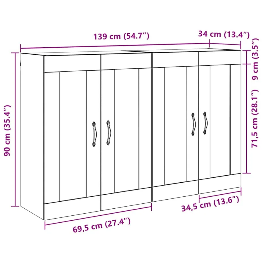 Meuble mural 2 pcs Chêne artisanal 69,5 x 34 x 90 cm - 16