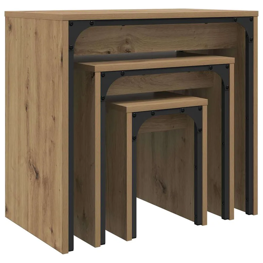 Table basse 3 pcs Chêne artisanal 60 x 35 x 56 cm - 5