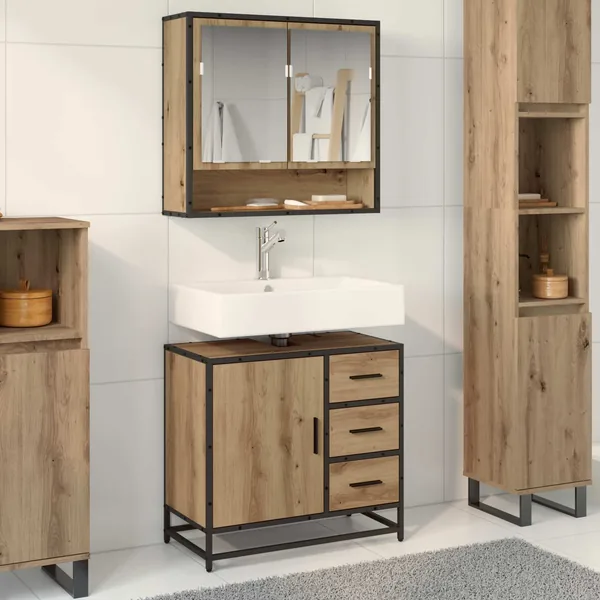 Cabinet de salle de bain Chêne artisanal 65 x 33 x 60 cm
