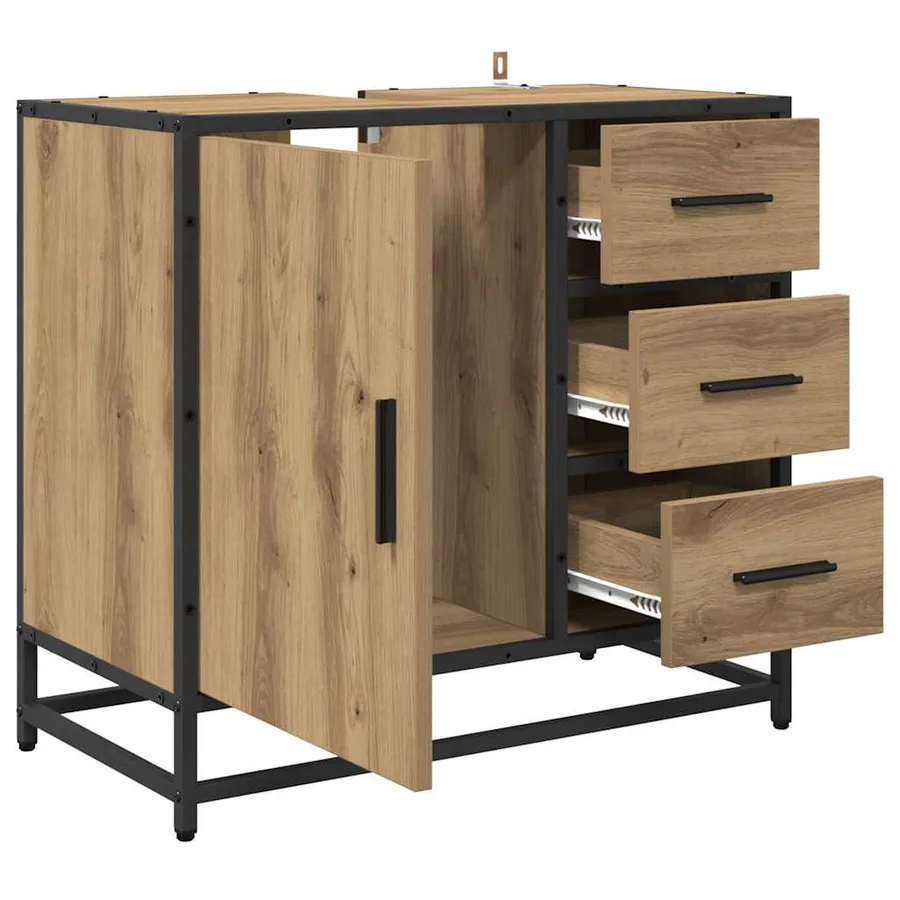 Cabinet de salle de bain Chêne artisanal 65 x 33 x 60 cm - 5