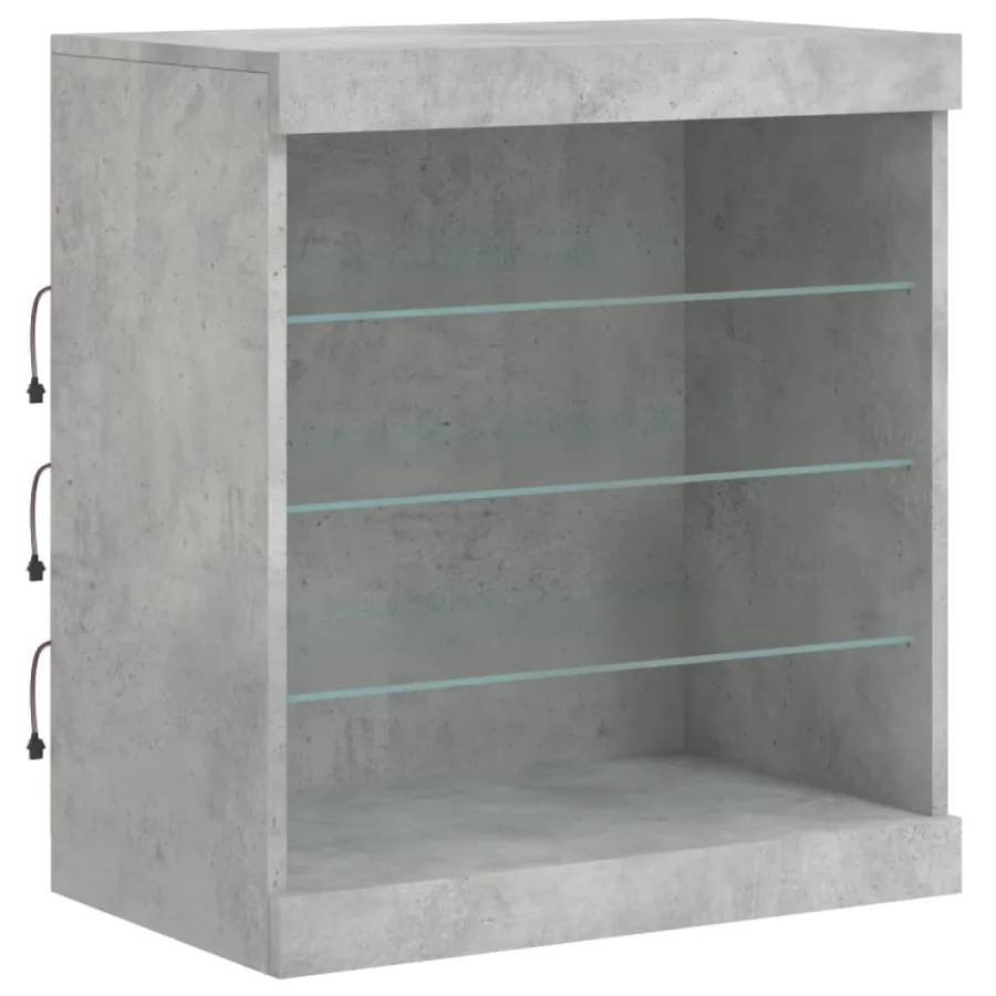 Buffet avec lumières LED gris béton 142,5x37x67 cm - 10