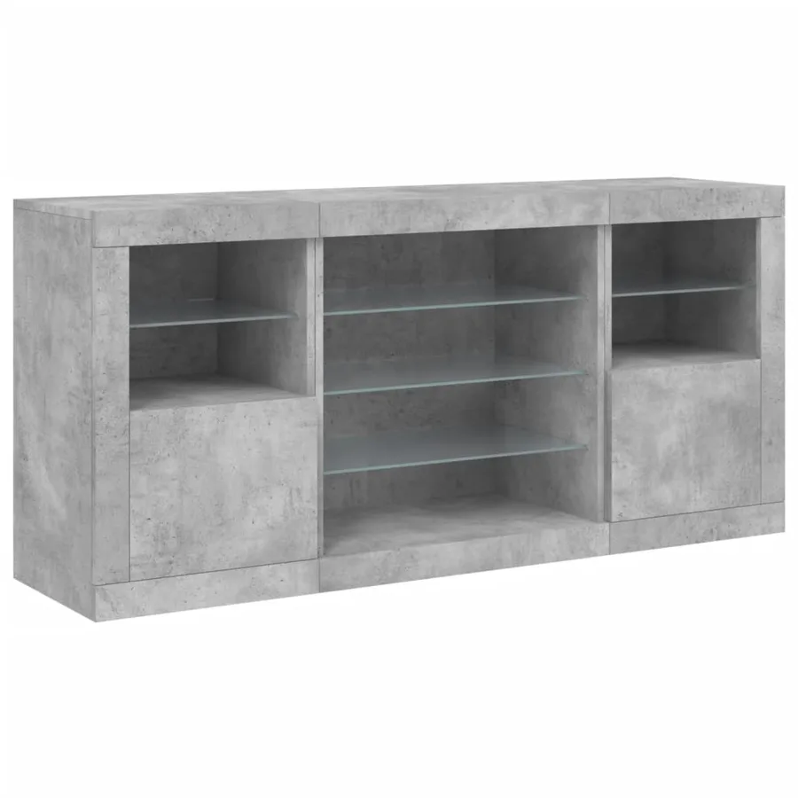 Buffet avec lumières LED gris béton 142,5x37x67 cm - 5