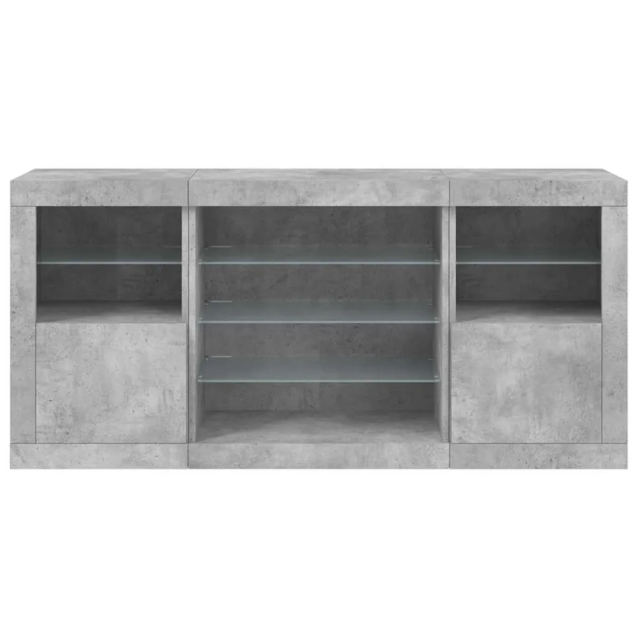 Buffet avec lumières LED gris béton 142,5x37x67 cm - 6