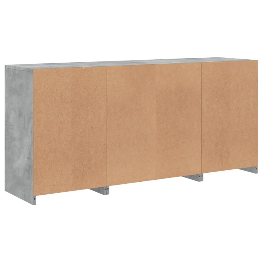 Buffet avec lumières LED gris béton 142,5x37x67 cm - 8
