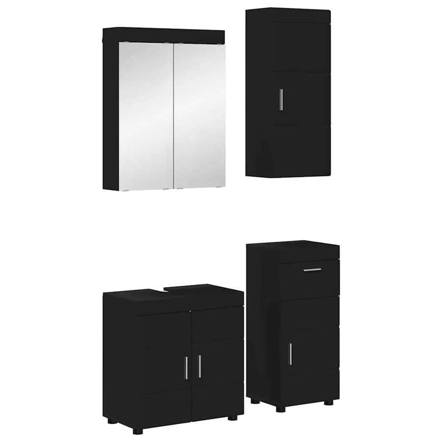 Ensemble de mobilier de salle de bain TULUM 4 pcs Noir