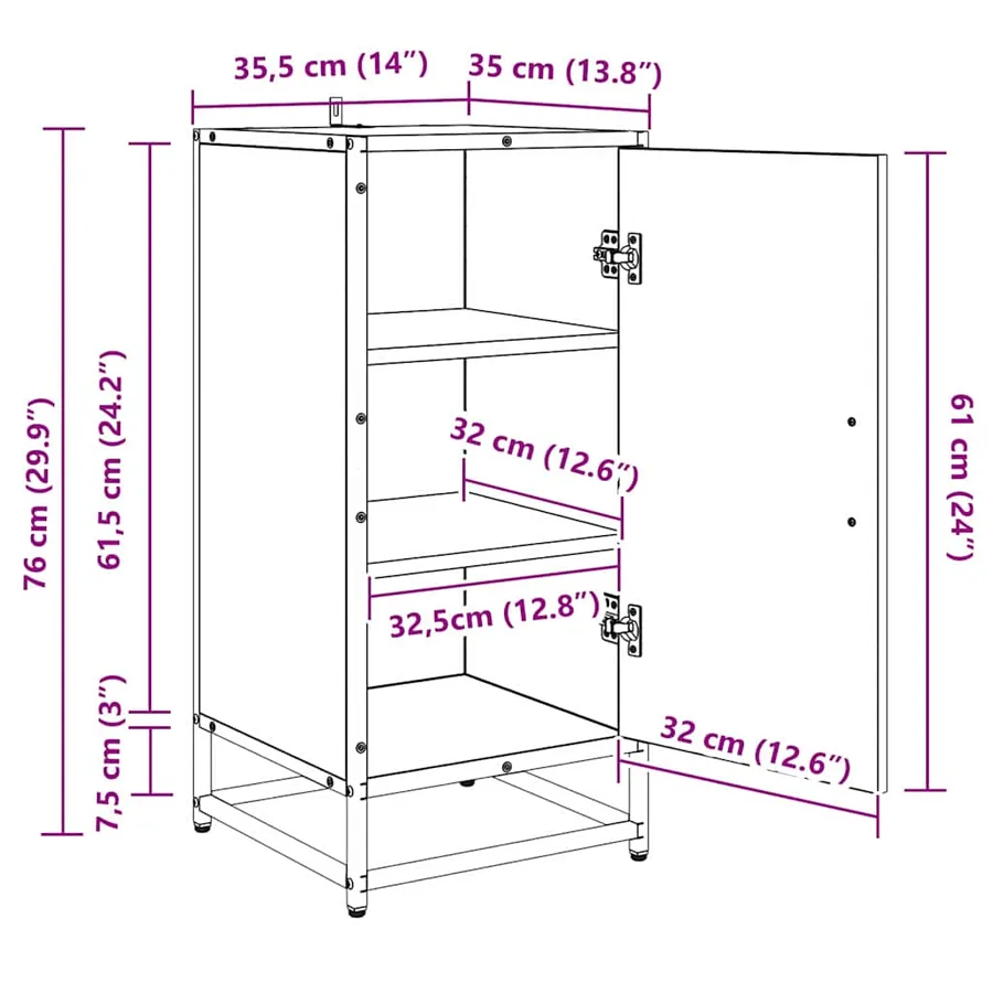 Buffet Chêne noir 35,5 x 35 x 76 cm - 14
