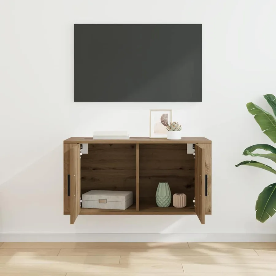 Meuble TV mural 80 x 34,5 x 40 cm chêne artisanal - 4
