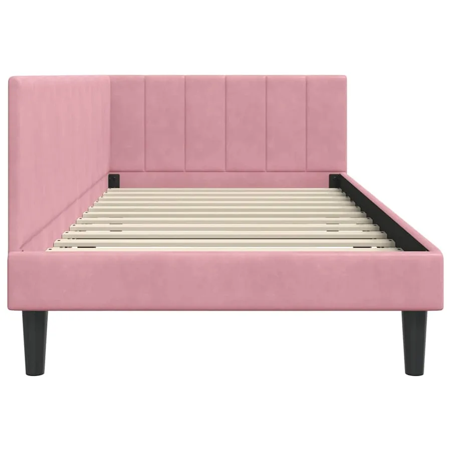 Cadre de lit d'angle Rose 90 cm x 190 cm Velours - 6