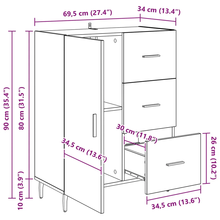 Buffet Chêne artisanal 69,5 x 34 x 90 cm - 14