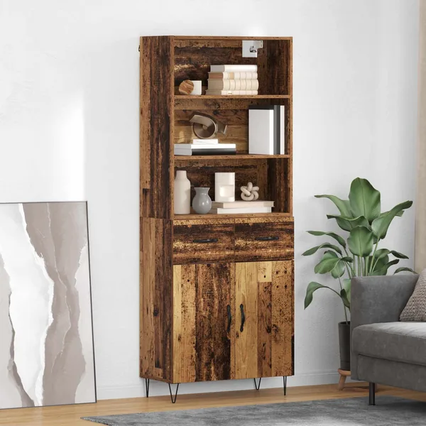 Haut Armoire avec tiroir 2 pcs Bois ancien Bois d'ingénierie