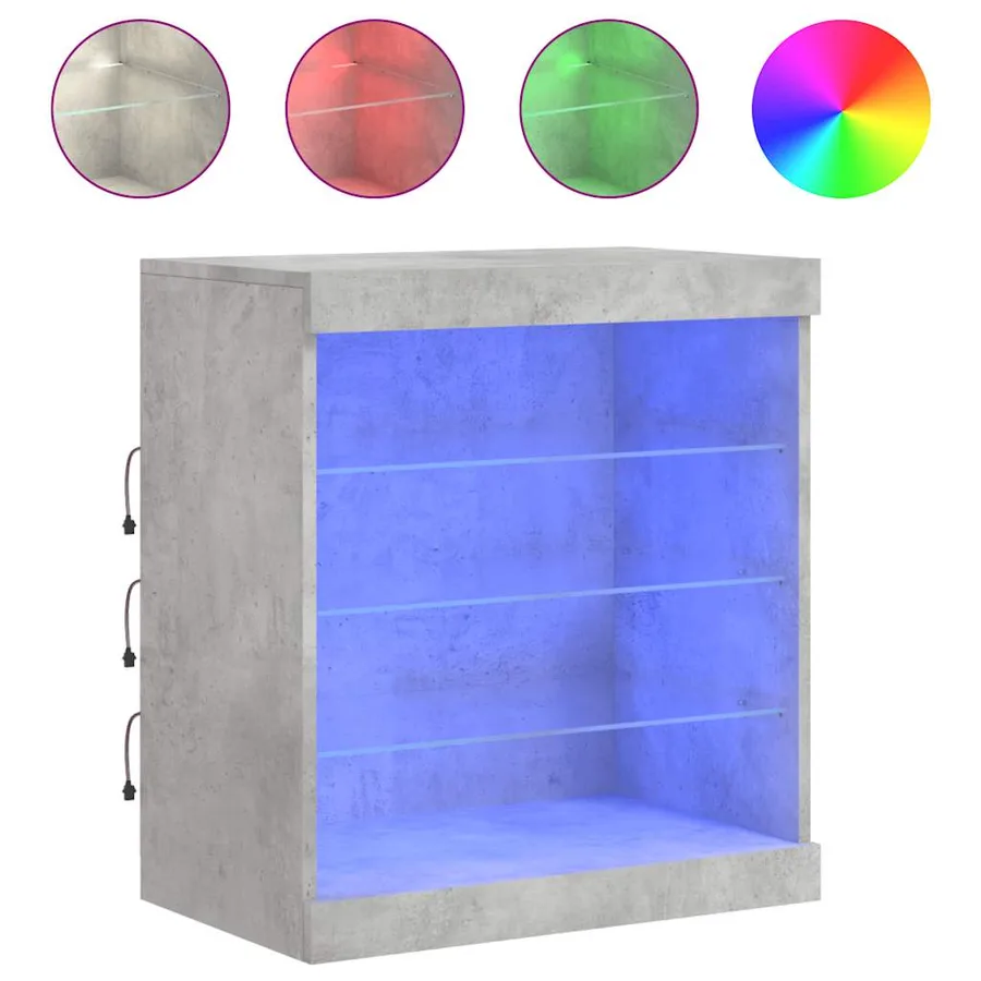 Buffet avec lumières LED gris béton 60,5x37x67 cm - 2