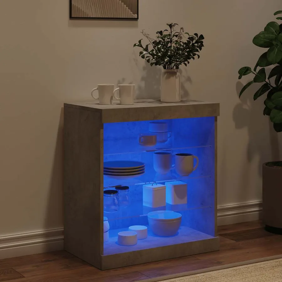 Buffet avec lumières LED gris béton 60,5x37x67 cm - 3