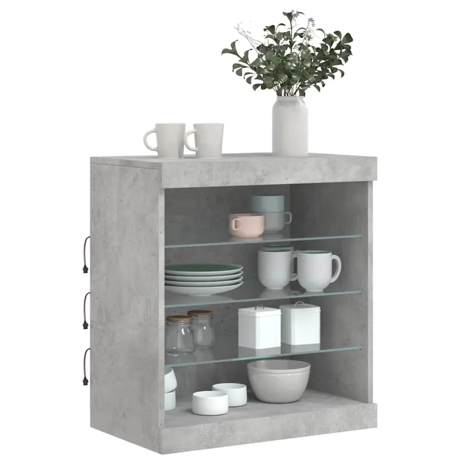 Buffet avec lumières LED gris béton 60,5x37x67 cm - 4