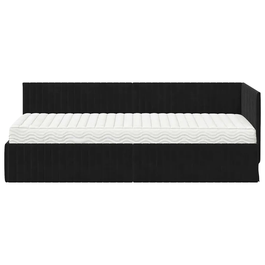 Cadre de lit d'angle avec matelas 2 pcs Noir Velours - 5
