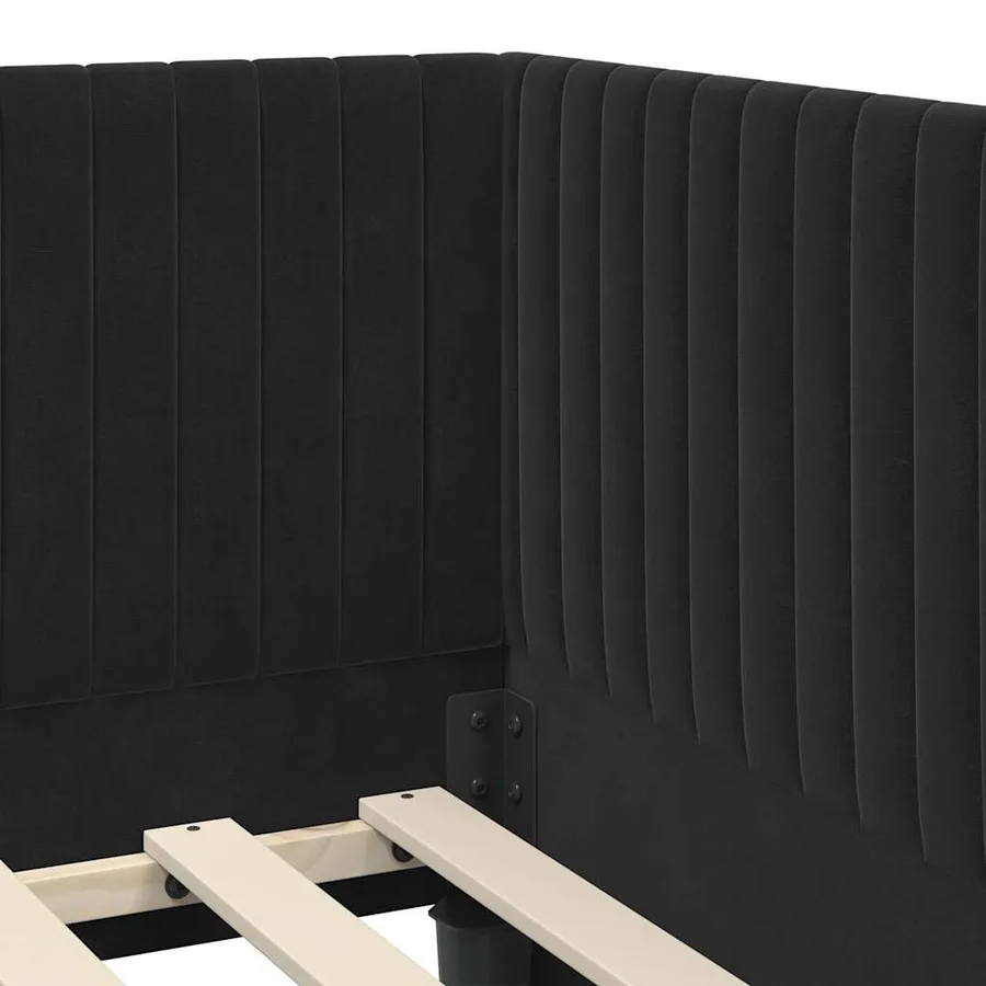 Cadre de lit d'angle avec matelas 2 pcs Noir Velours - 8