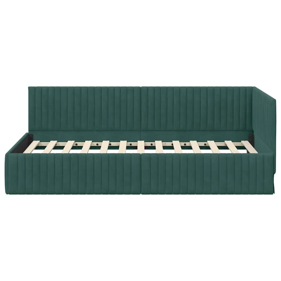 Cadre de lit d'angle Vert foncé 100 cm x 200 cm Velours - 5