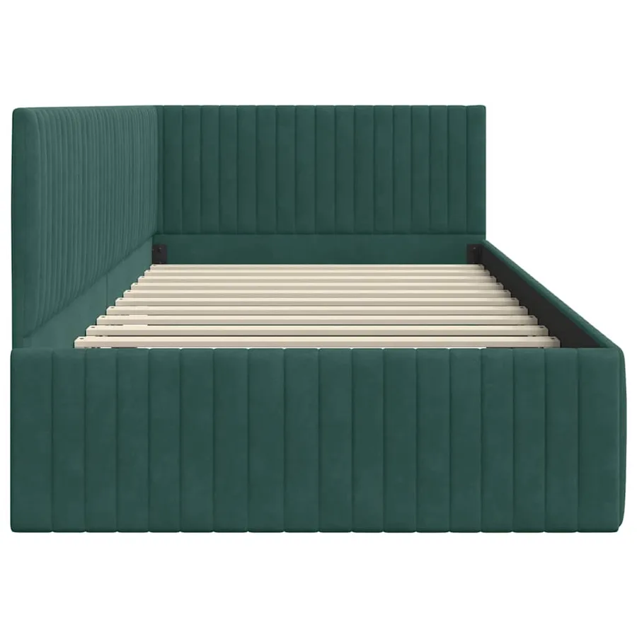 Cadre de lit d'angle Vert foncé 100 cm x 200 cm Velours - 6
