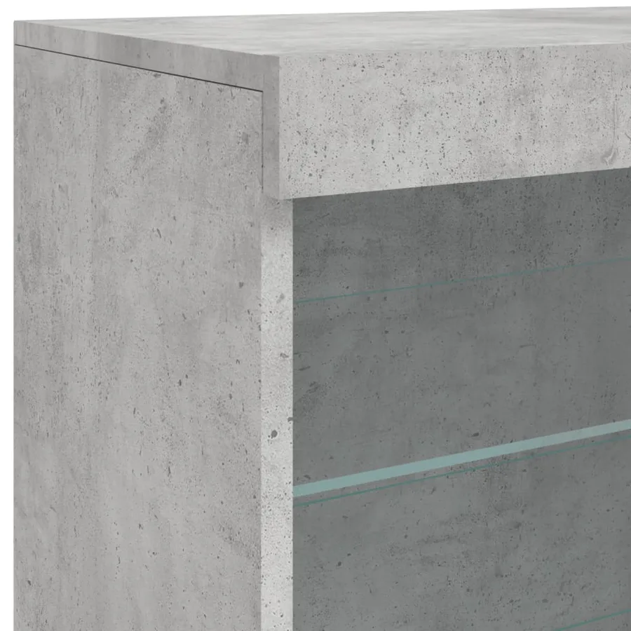 Buffet avec lumières LED gris béton 181,5x37x67 cm - 12