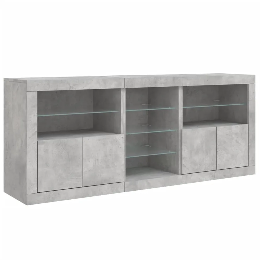 Buffet avec lumières LED gris béton 181,5x37x67 cm - 5