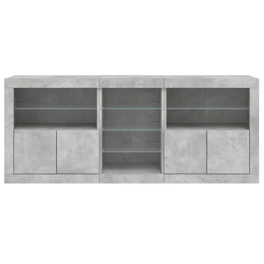 Buffet avec lumières LED gris béton 181,5x37x67 cm - 6