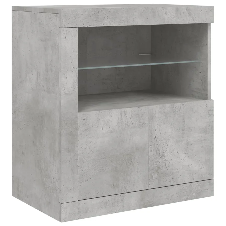 Buffet avec lumières LED gris béton 181,5x37x67 cm - 9
