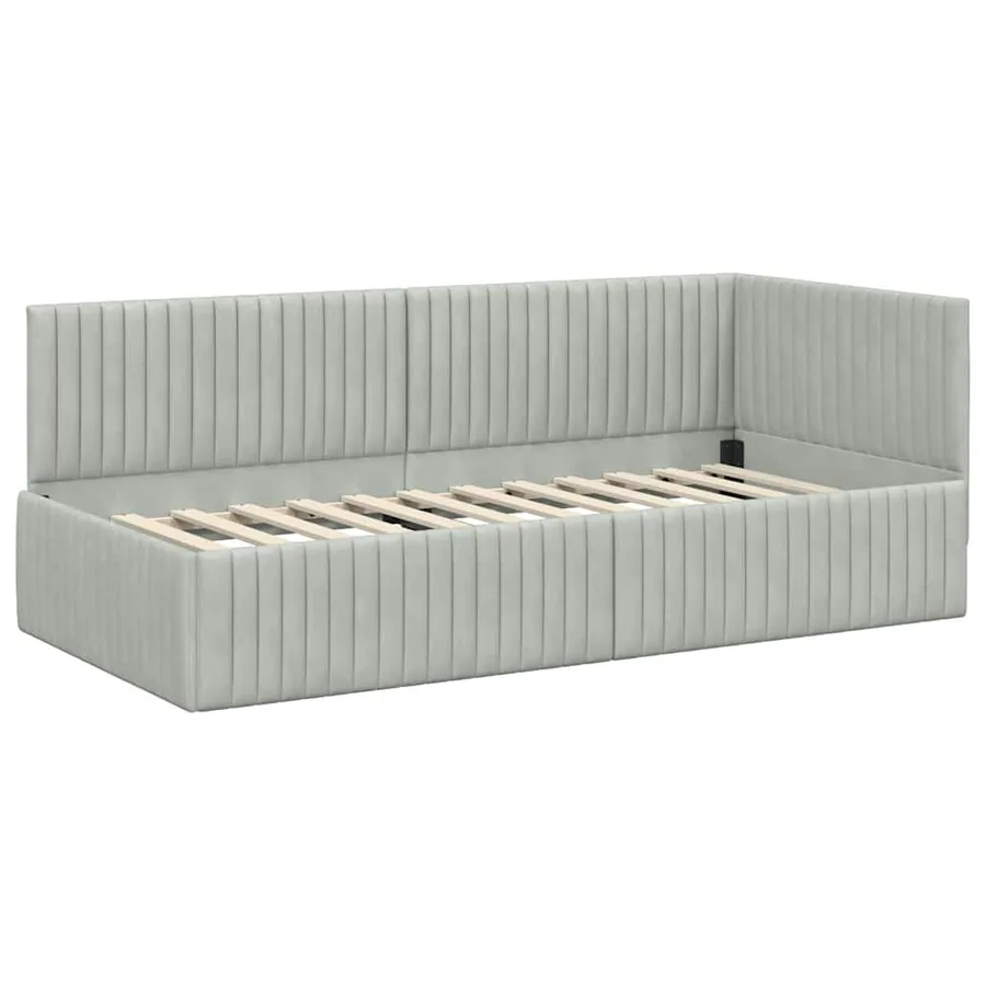 Cadre de lit d'angle avec matelas 2 pcs Gris clair Velours - 6