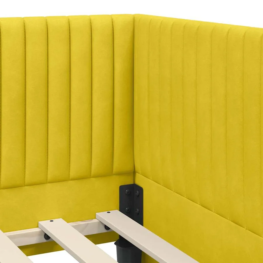 Cadre de lit d'angle avec matelas 2 pcs Jaune Velours - 10