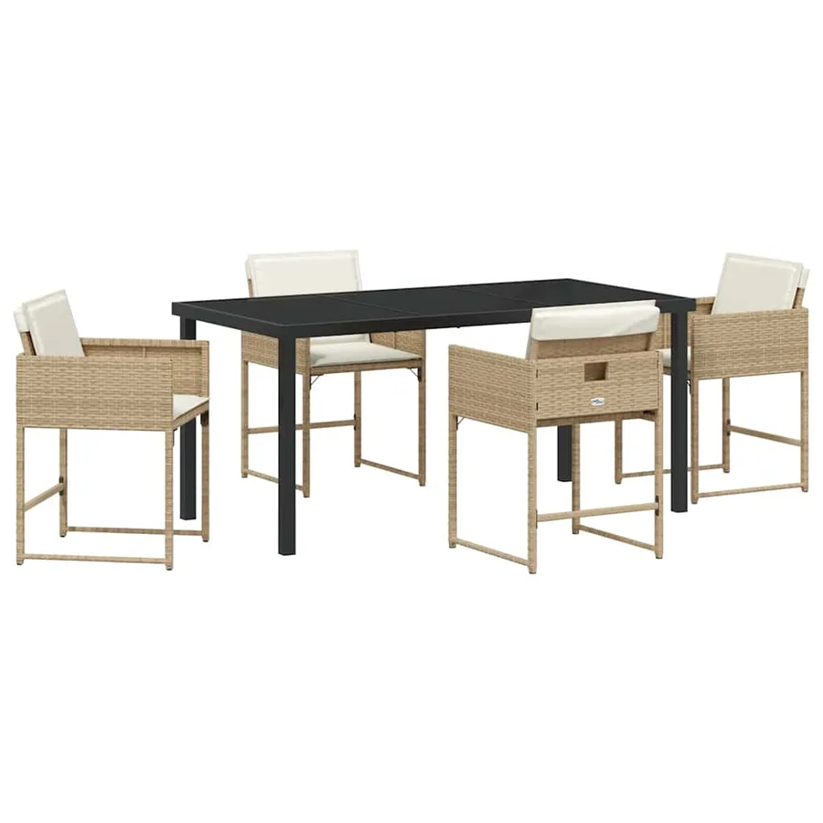 Ensemble de salle à manger pour jardin 5 pcs Beige polyrotin - 2