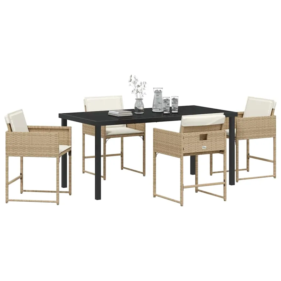 Ensemble de salle à manger pour jardin 5 pcs Beige polyrotin - 3