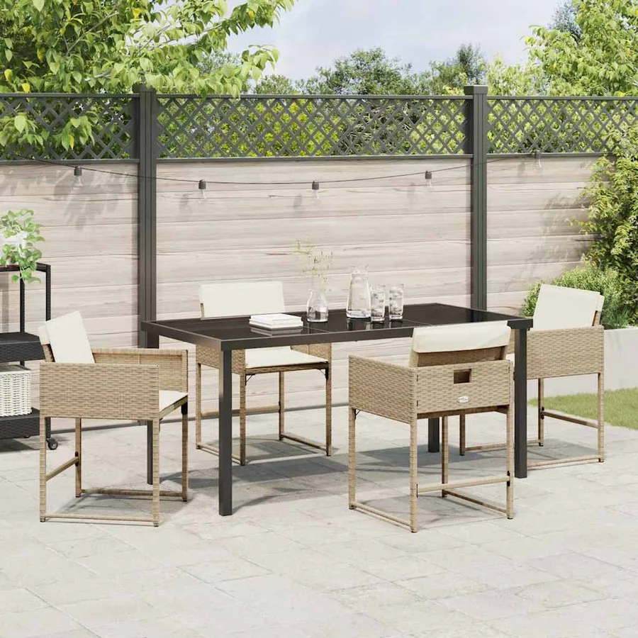 Ensemble de salle à manger pour jardin 5 pcs Beige polyrotin - 4