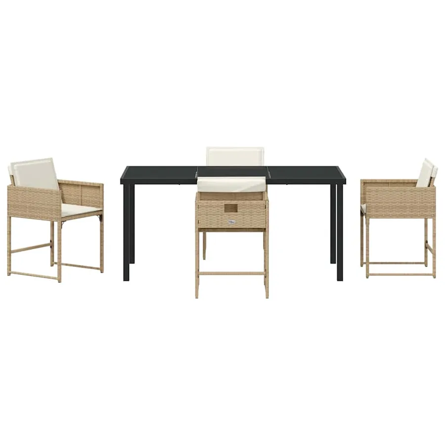 Ensemble de salle à manger pour jardin 5 pcs Beige polyrotin - 7