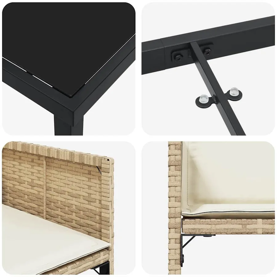 Ensemble de salle à manger pour jardin 5 pcs Beige polyrotin - 9