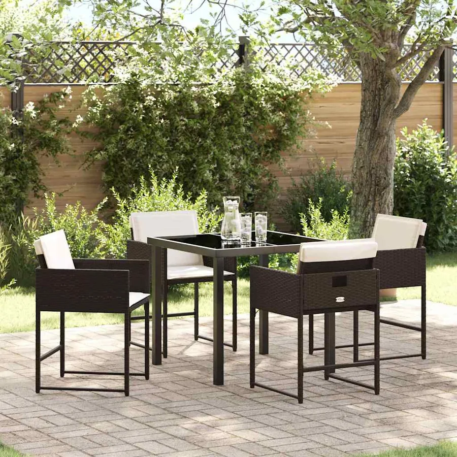 Ensemble de salle à manger pour jardin 5 pcs Marron polyrotin