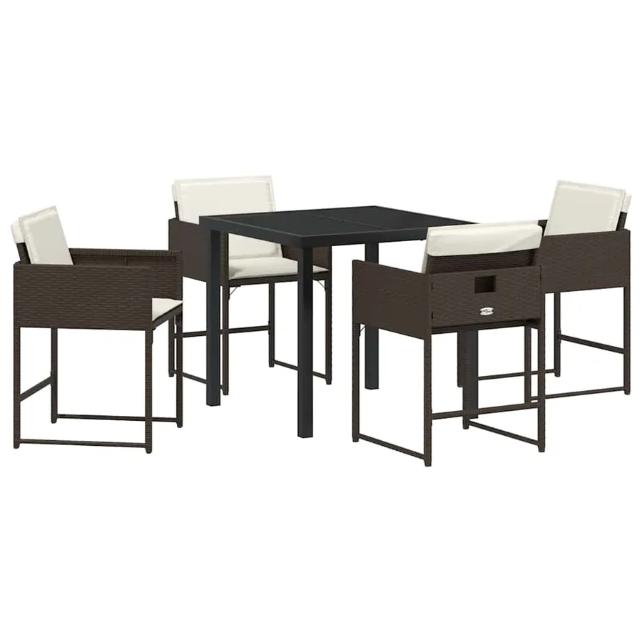 Ensemble de salle à manger pour jardin 5 pcs Marron polyrotin - 2
