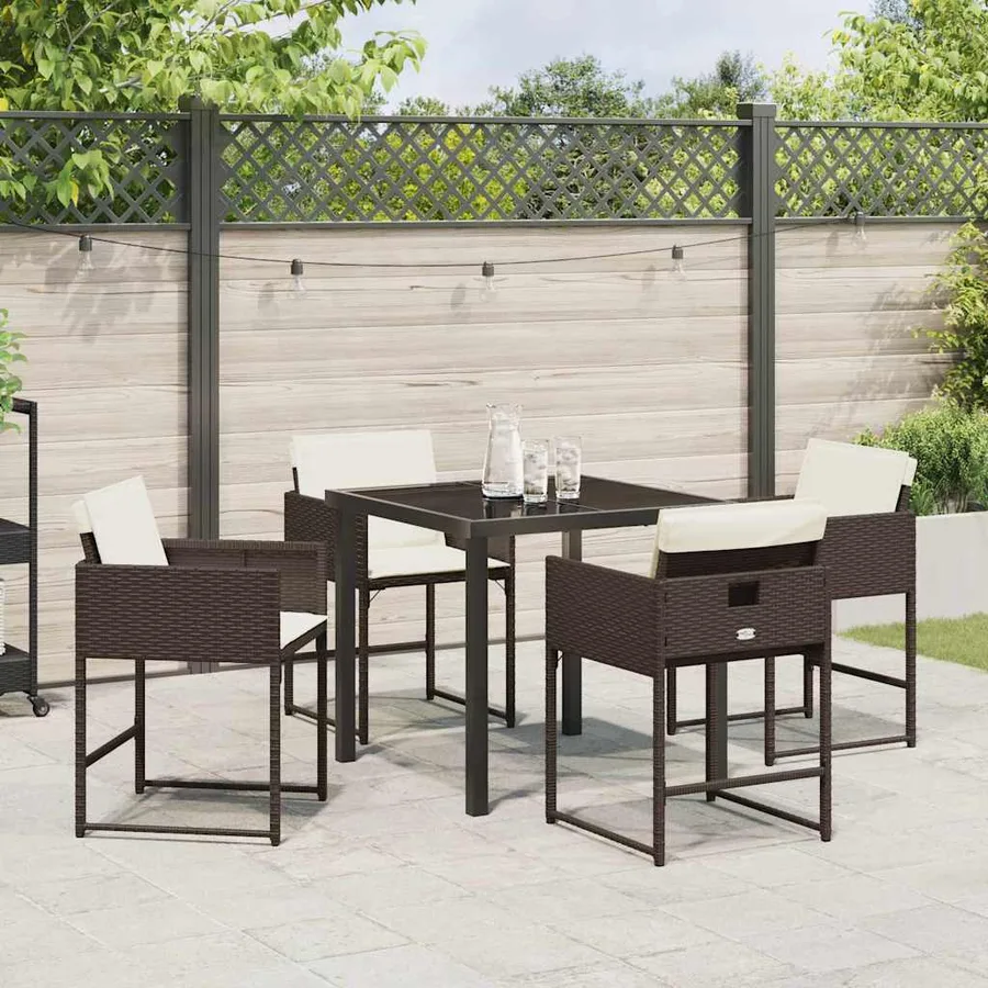 Ensemble de salle à manger pour jardin 5 pcs Marron polyrotin - 4