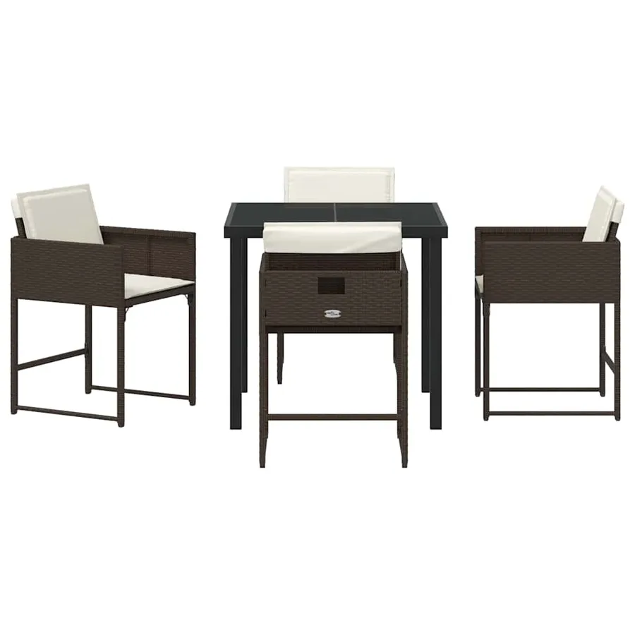 Ensemble de salle à manger pour jardin 5 pcs Marron polyrotin - 7
