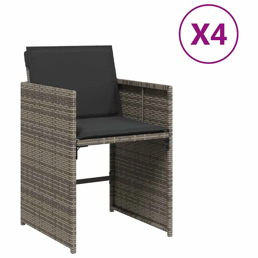 Chaises de jardin avec coussins lot de 4 gris résine tressée - 2