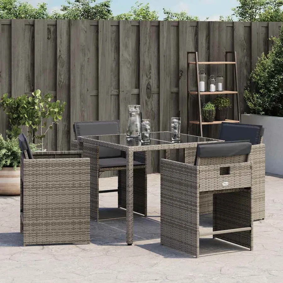Chaises de jardin avec coussins lot de 4 gris résine tressée - 3