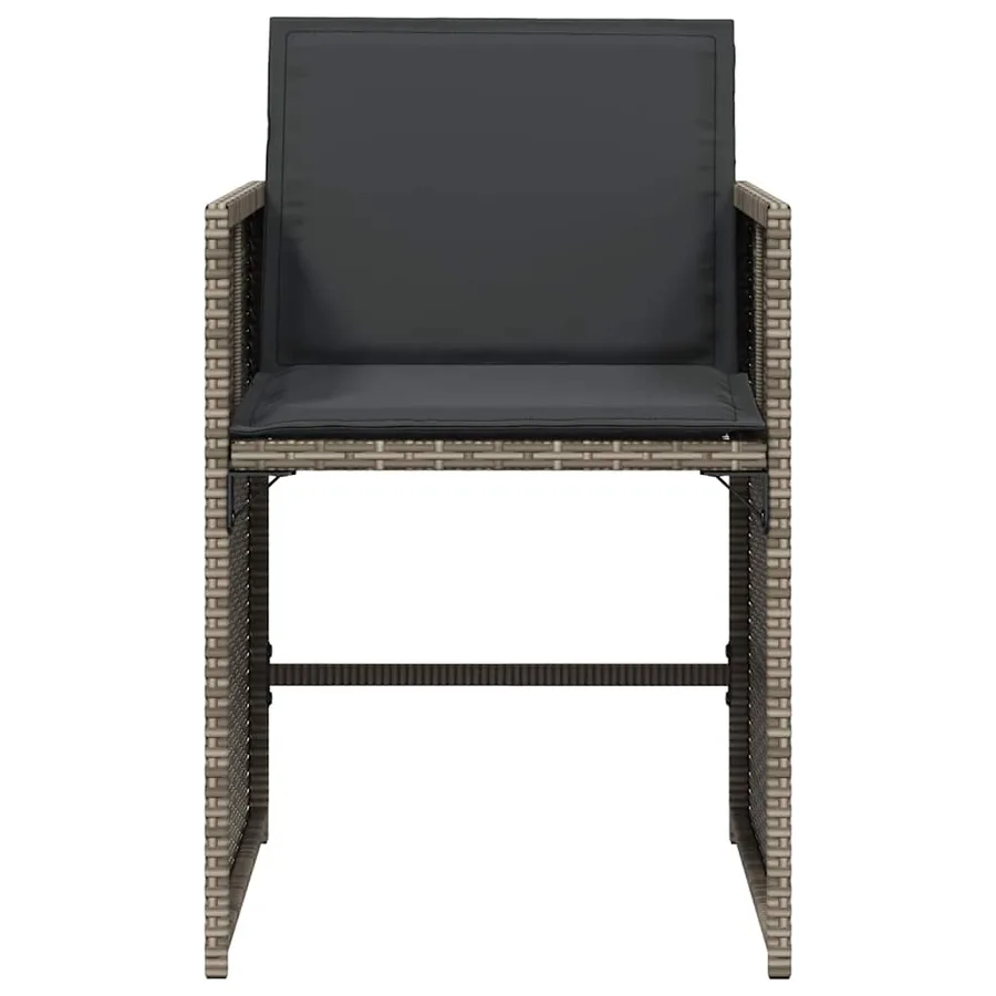 Chaises de jardin avec coussins lot de 4 gris résine tressée - 5