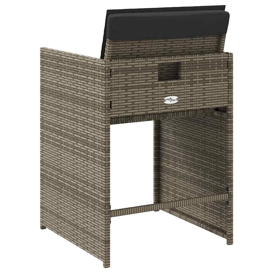 Chaises de jardin avec coussins lot de 4 gris résine tressée - 7