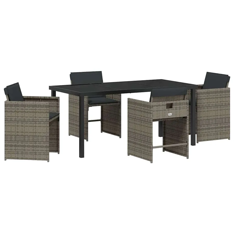 Ensemble de salle à manger pour jardin 5 pcs Gris polyrotin - 2