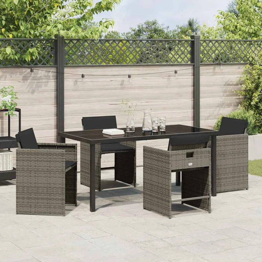Ensemble de salle à manger pour jardin 5 pcs Gris polyrotin - 4