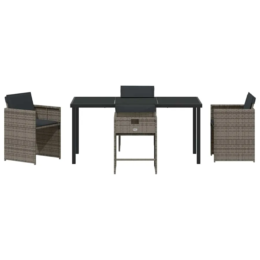 Ensemble de salle à manger pour jardin 5 pcs Gris polyrotin - 7