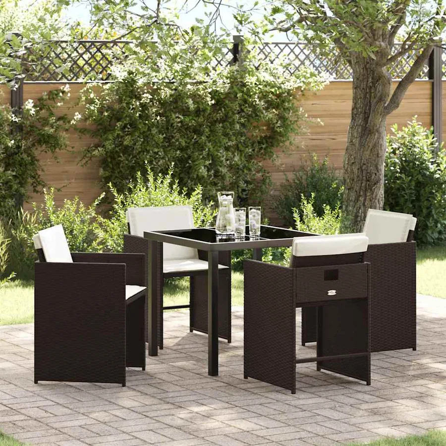 Ensemble de salle à manger pour jardin 5 pcs Marron polyrotin