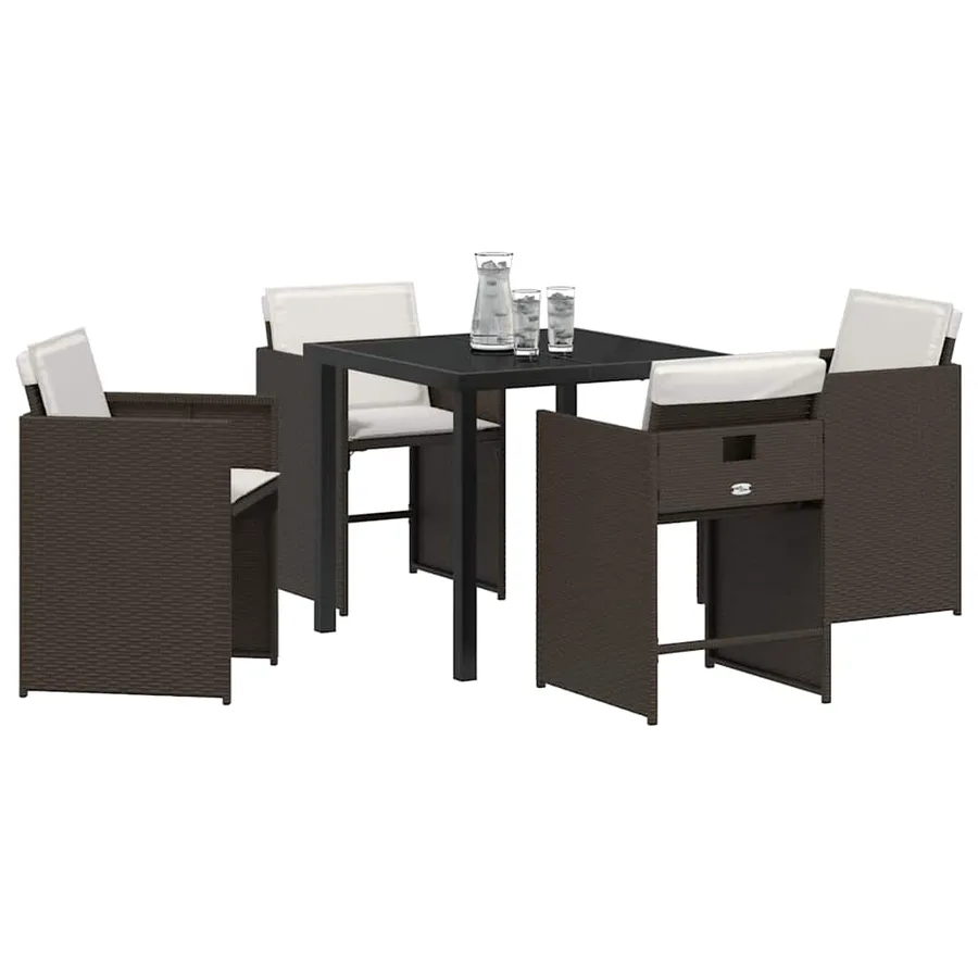 Ensemble de salle à manger pour jardin 5 pcs Marron polyrotin - 3