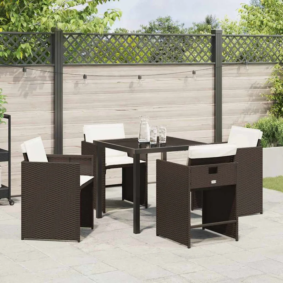 Ensemble de salle à manger pour jardin 5 pcs Marron polyrotin - 4