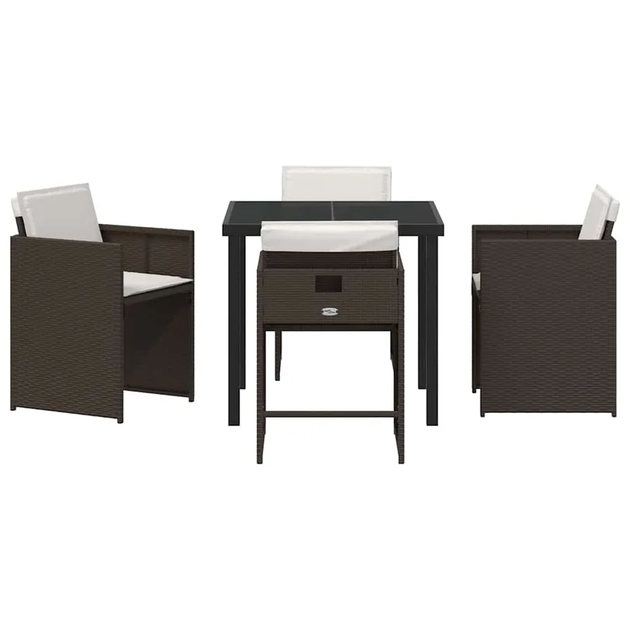 Ensemble de salle à manger pour jardin 5 pcs Marron polyrotin - 7