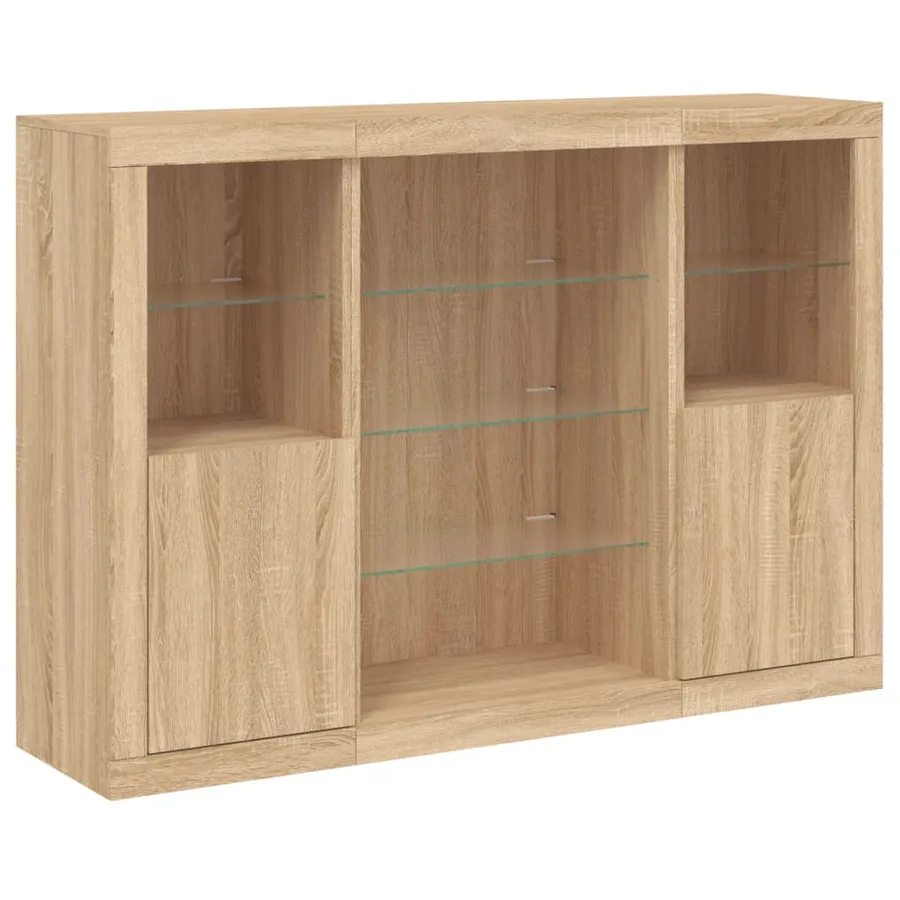 Buffets avec lumières LED 3 pcs chêne sonoma bois d'ingénierie - 5